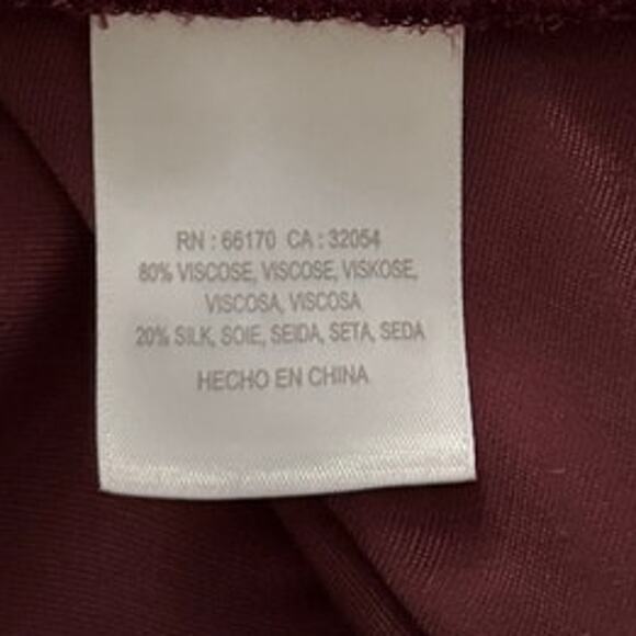 KACHEL BY ANTHROPOLOGIE Silk Velvet V-neck Short Sleeve Midi Dress 12 Burgundy - Picture 5 of 7